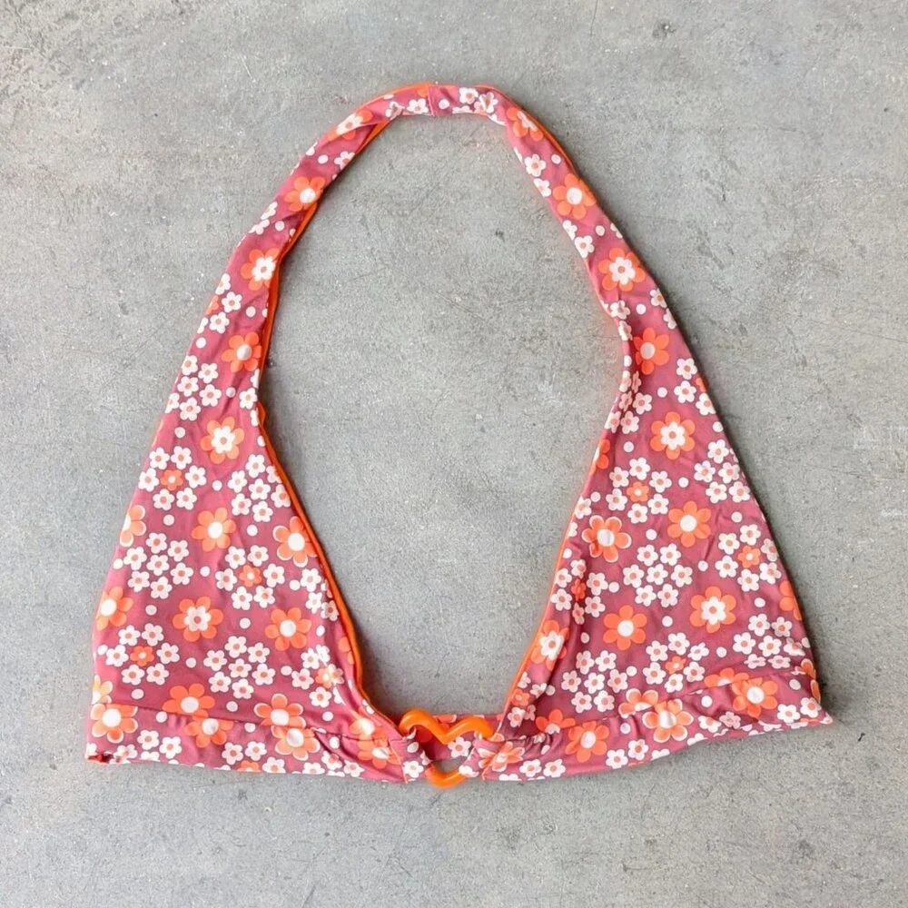 Frankies Bikinis Eden Floral Halter Bikini Top in Brown Buttercup medium